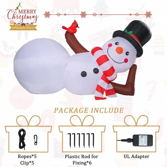 ⚡10FT Christmas Inflatables Giant Snowman & Red Cardinal Outdoor Decorations - Picture 5 of 7